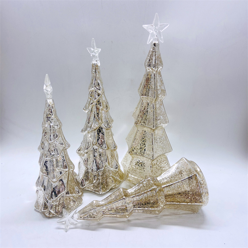 glass christmas tree with lights