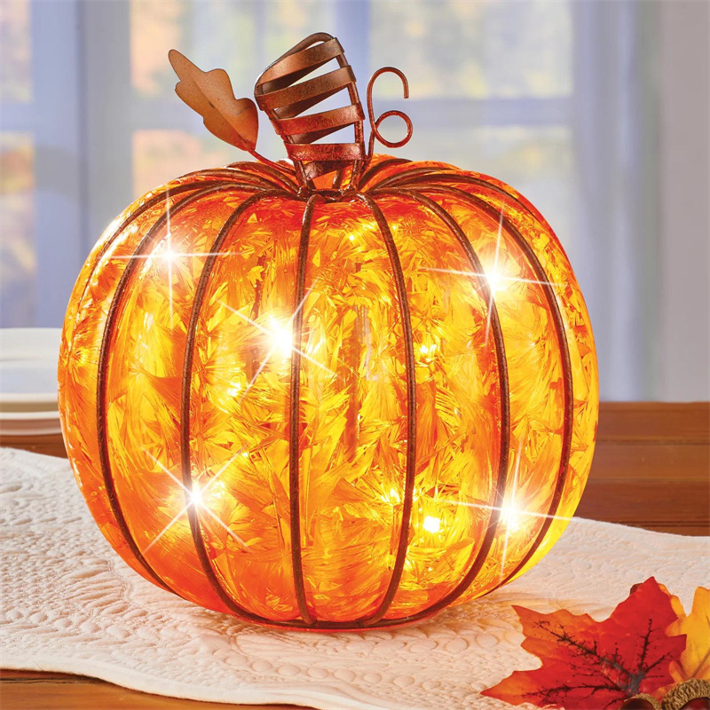 glass led pumpkin